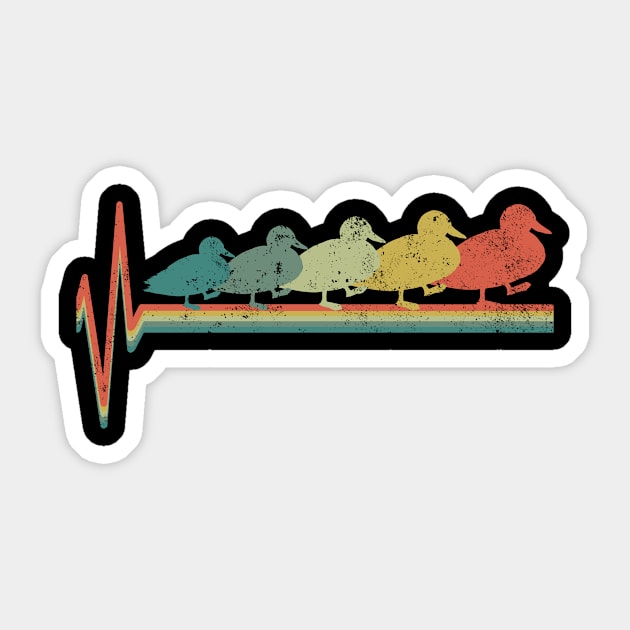 Duck Heartbeat Retro Sticker by KAWAIITEE